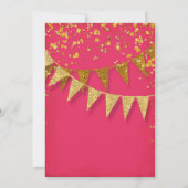 Gold Pennant Any Year Pink Birthday Confetti Kaart (Achterkant)