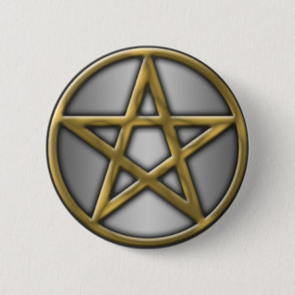 Gold Pentacle op zilver Ronde Button 5,7 Cm