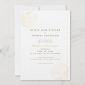 Gold Peonies Elegant Modern Classic Floral Wedding Kaart (Voorkant)