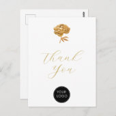 Gold Peony Business Logo Script Dank u wit Briefkaart (Voorkant / Achterkant)