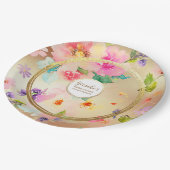 Gold Peony Floral Papieren Bordje (Gekanteld)