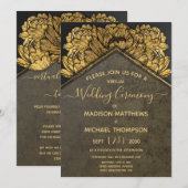 Gold Peony Virtual Wedding Livestream Wedding Invi Kaart (Voorkant / Achterkant)