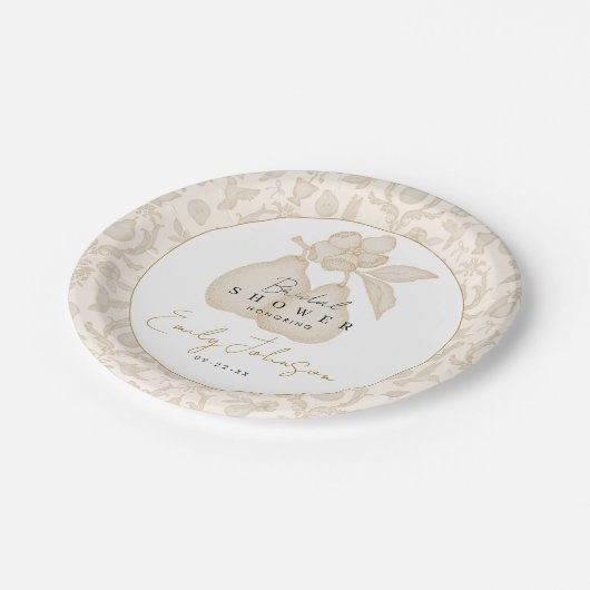 Gold Perfect Pear Vrijgezellenfeest Papier Borden Papieren Bordje (Gekanteld)