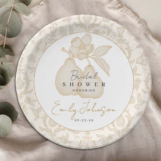 Gold Perfect Pear Vrijgezellenfeest Papier Borden Papieren Bordje