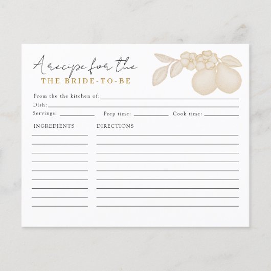 Gold Perfect Pear Vrijgezellenfeest Recept Kaart (Voorkant)