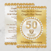 Gold Personalize, 50e Jubileum Uitnodiging Kaart (Voorkant / Achterkant)
