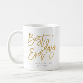 Gold Personalized Beste dag ooit, kalligrafie Koffiemok