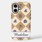 Gold Personalized Girly Checkered Case-Mate iPhone Case (Achterkant)