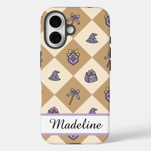 Gold Personalized Girly Checkered Case-Mate iPhone Case (Achterkant)