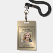 Gold/Personalized Photo - Employee Award Badge (Front with Lanyard)