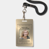 Gold/Personalized Photo - Employee Award Badge (Back with Lanyard)