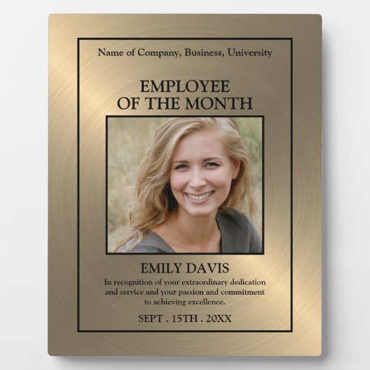 Gold/Personalized Photo - Employee Award Plaque Fotoplaat (Voorkant)