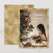 Gold Personalized Photo Holiday Merry Kerstry Feestdagenkaart (Voorkant / Achterkant)