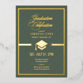 Gold Pet Afstuderen Sage Green ID834 Folie Uitnodiging (Voorkant)