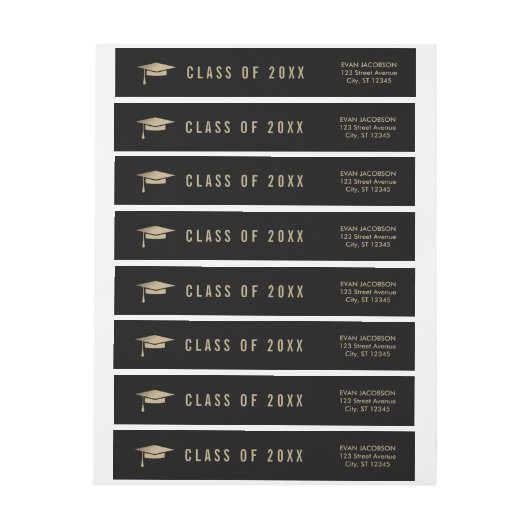 Gold Pet BEWERKBARE KLEUR Afstuderen Wrap Label (Vel)