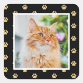 Gold Pet Cat Paw Printerpatroonfeestdag Foto Vierkante Sticker (Voorkant)