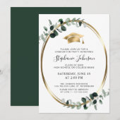 Gold Pet en Tassel Eucalyptus Graduparty Kaart (Voorkant / Achterkant)