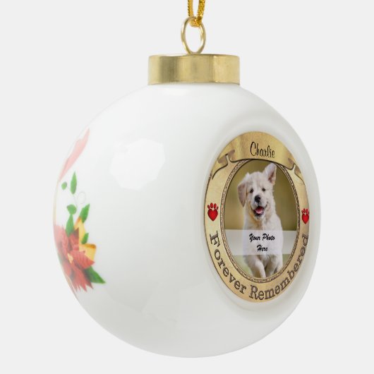 Gold Pet Memorial - Forever herdacht Keramische Bal Ornament (Links)