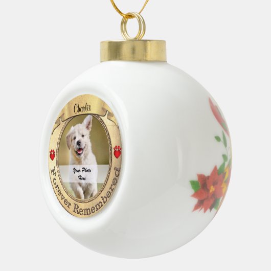 Gold Pet Memorial - Forever herdacht Keramische Bal Ornament (Rechts)