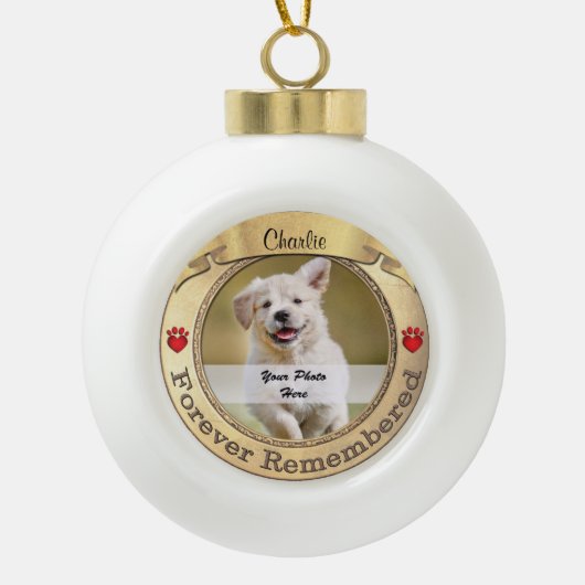 Gold Pet Memorial - Forever herdacht Keramische Bal Ornament (Voorkant)