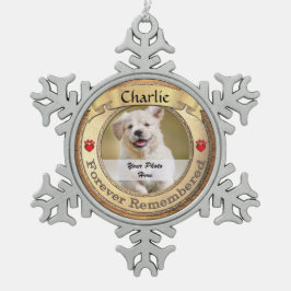 Gold Pet Memorial - Forever herdacht Tin Sneeuwvlok Ornament