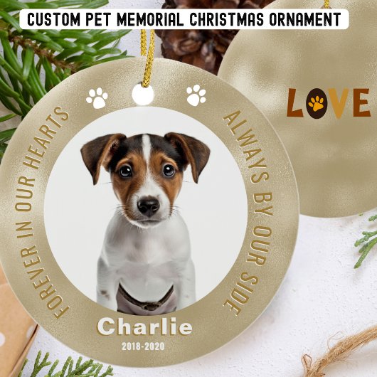 Gold Pet Memorial Kerstfoto Ornament