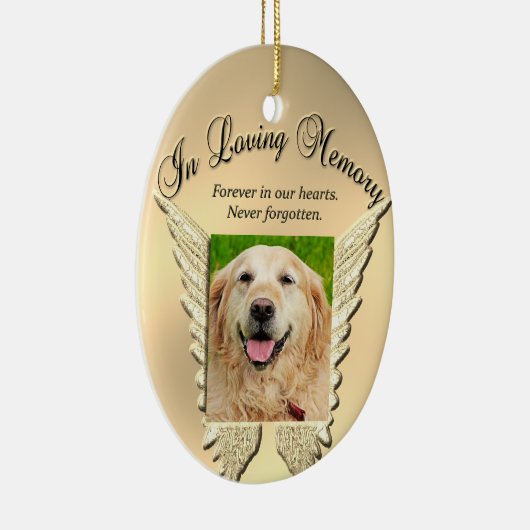 Gold Pet Memorial Voeg foto toe Keramisch Ornament (Rechts)