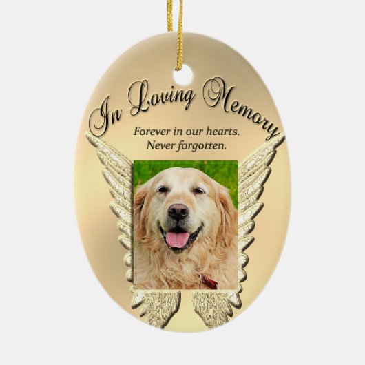 Gold Pet Memorial Voeg foto toe Keramisch Ornament (Achterkant)