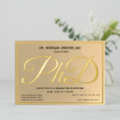 Gold PhD-Afstuderen Folie Uitnodiging (Staand Voorkant)