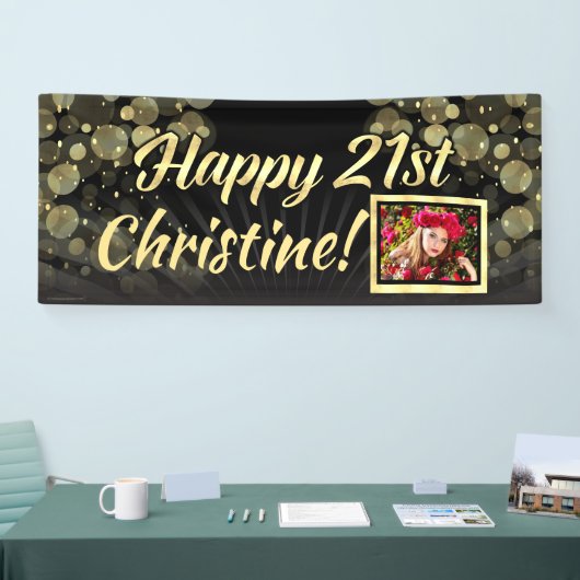 Gold Photo 21st Birthday Party Decoration Spandoek (Beurs)