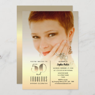 Gold Photo 50th Birthday Kaart