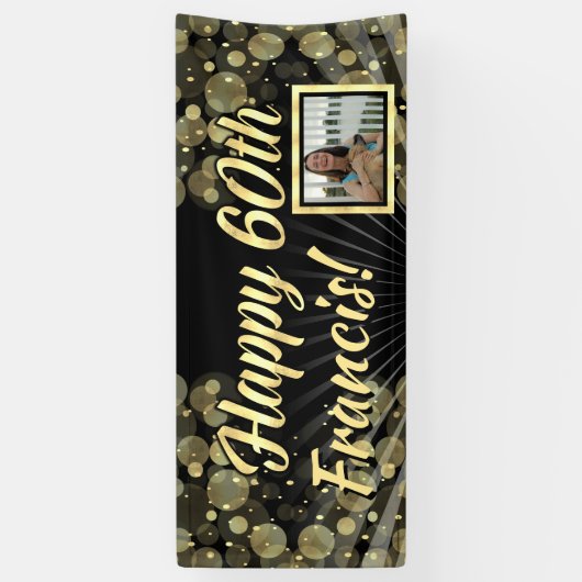 Gold Photo 60th Birthday Party Banner (Verticaal)