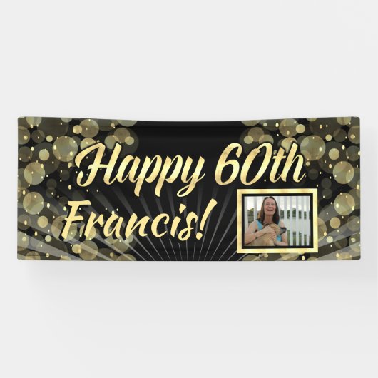 Gold Photo 60th Birthday Party Banner (Horizontaal)