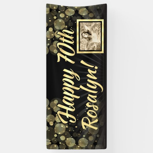 Gold Photo 70th Birthday Party Decoration Spandoek (Verticaal)