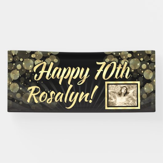 Gold Photo 70th Birthday Party Decoration Spandoek (Horizontaal)