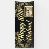 Gold Photo 80th Birthday Party Decoration Spandoek (Verticaal)