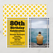 Gold Photo 80th Birthday Party Invitation Kaart (Voorkant / Achterkant)