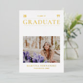 Gold Photo Afstuderen Announcement Kaart (Staand Voorkant)