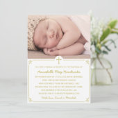 Gold Photo Baptism/Christening Invitation Kaart (Staand voorkant)