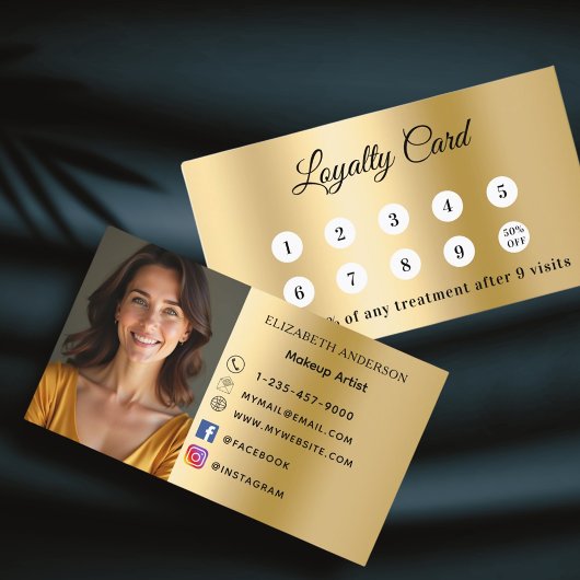 Gold photo business loyalty card