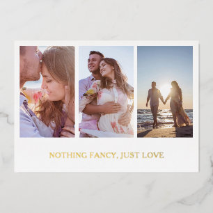 Gold Photo Collage Elegant Wedding Reception Folie Uitnodiging