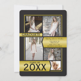 Gold Photo Collage-klasse van elk jaar Afstuderen Aankondiging
