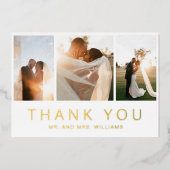 Gold Photo Collage Weddenschap Hartelijk dank Folie Uitnodiging (Voorkant)