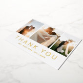 Gold Photo Collage Weddenschap Hartelijk dank Folie Uitnodiging (Gedraaid)