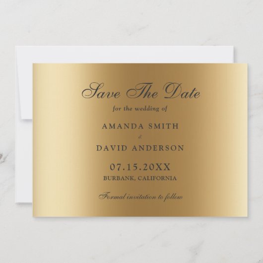 Gold Photo Collage Wedding Save The Date (Achterkant)