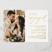 Gold Photo Elegant Engagement Party Folie Uitnodiging (Voorkant)