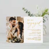 Gold Photo Elegant Engagement Party Folie Uitnodiging (Staand Voorkant)