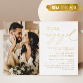 Gold Photo Elegant Engagement Party Folie Uitnodiging