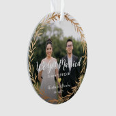 Gold Photo gehuwd tijdens pandemische kerstmis Ornament (voorkant)