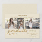 Gold Photo Graduation Party Uitnodiging (Voorkant / Achterkant)